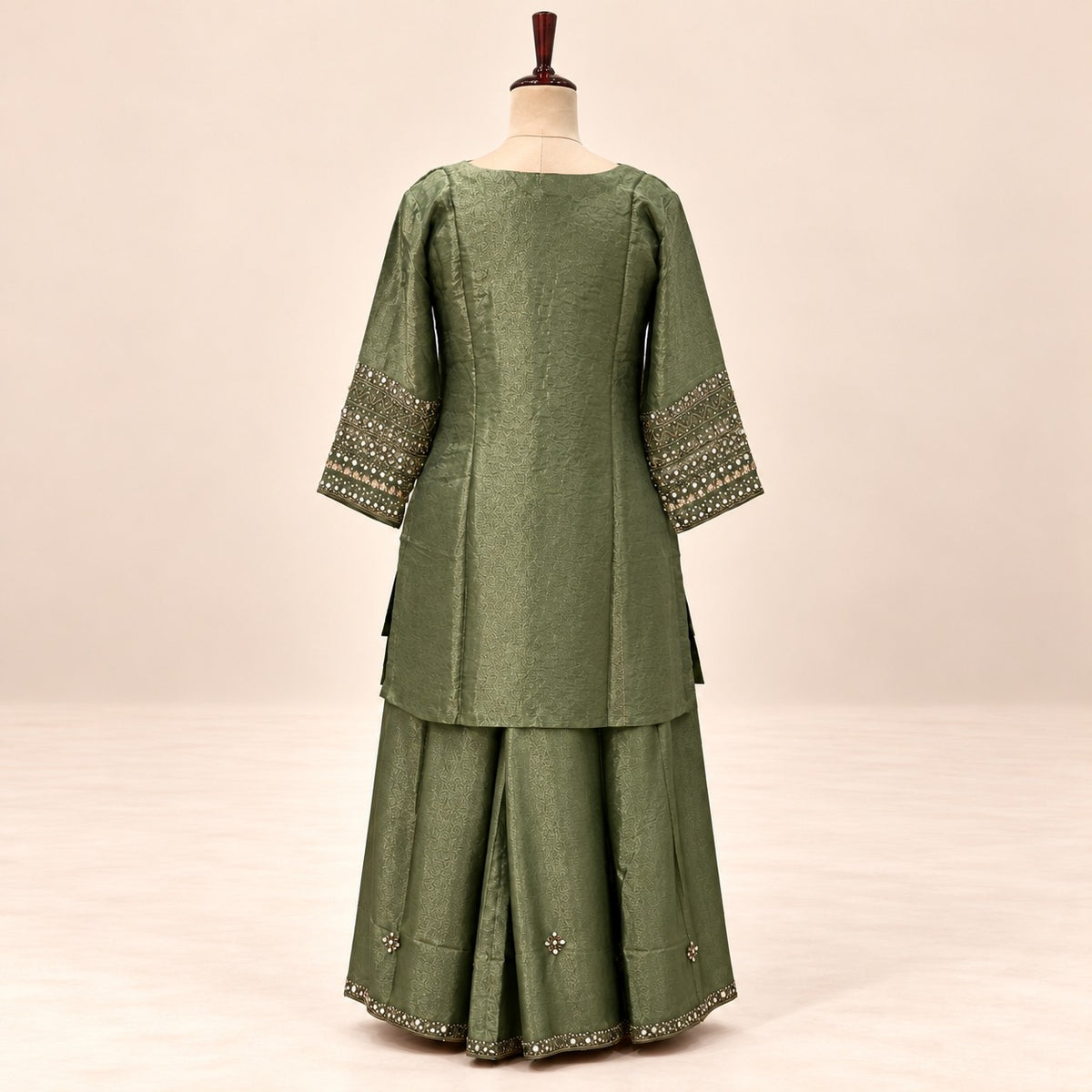 Mehendi Green Fendi Silver Work Palazzo Salwar Set