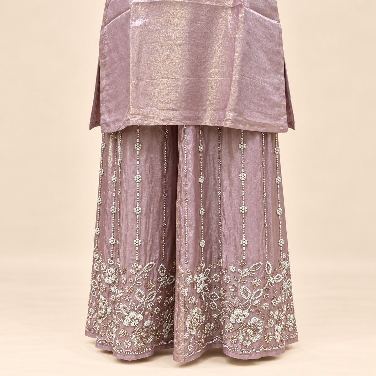 Elegant Lavender Raw Silk Palazzo Salwar Set