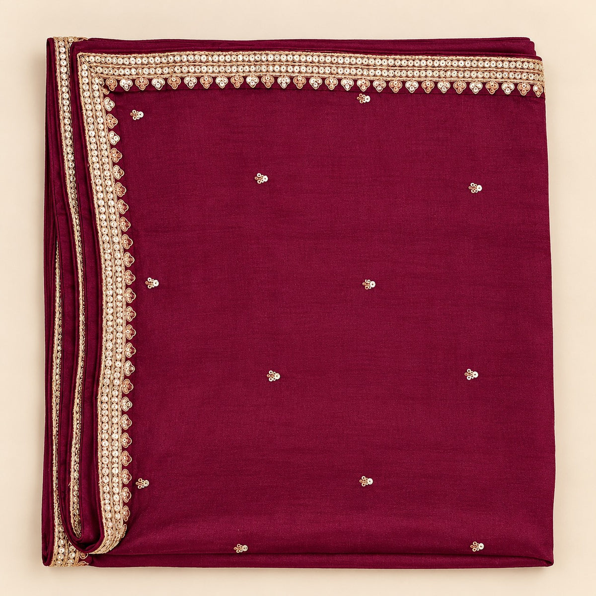 Elegant Maroon Chinon Embroidered Palazzo Salwar Set