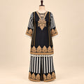 Black Crepe Golden Embroidered Palazzo Salwar Set