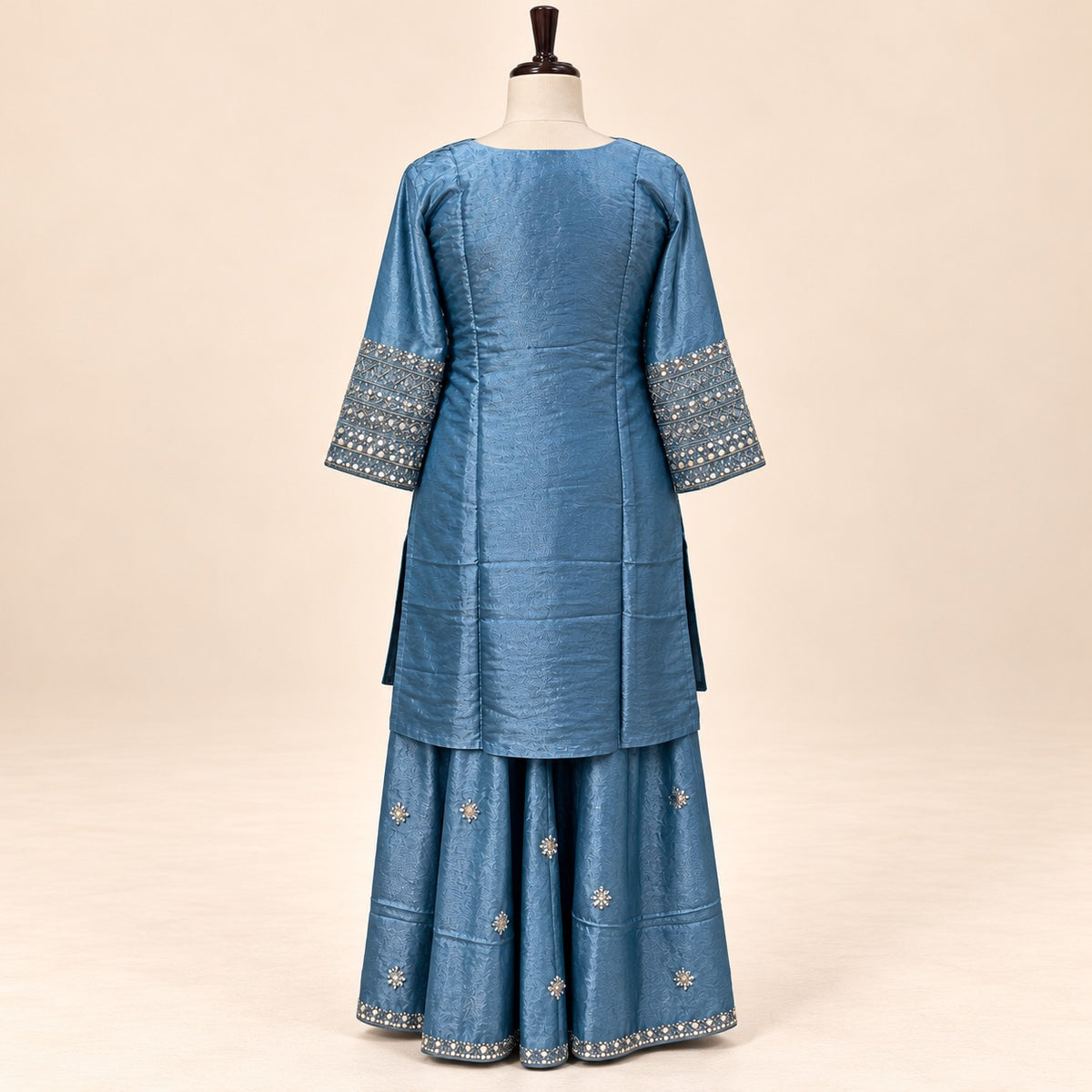 Elegant Blue Fendi Fabric Embroidered Palazzo Salwar Set