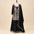 Elegant Black Crepe Embroidered Palazzo Salwar Set