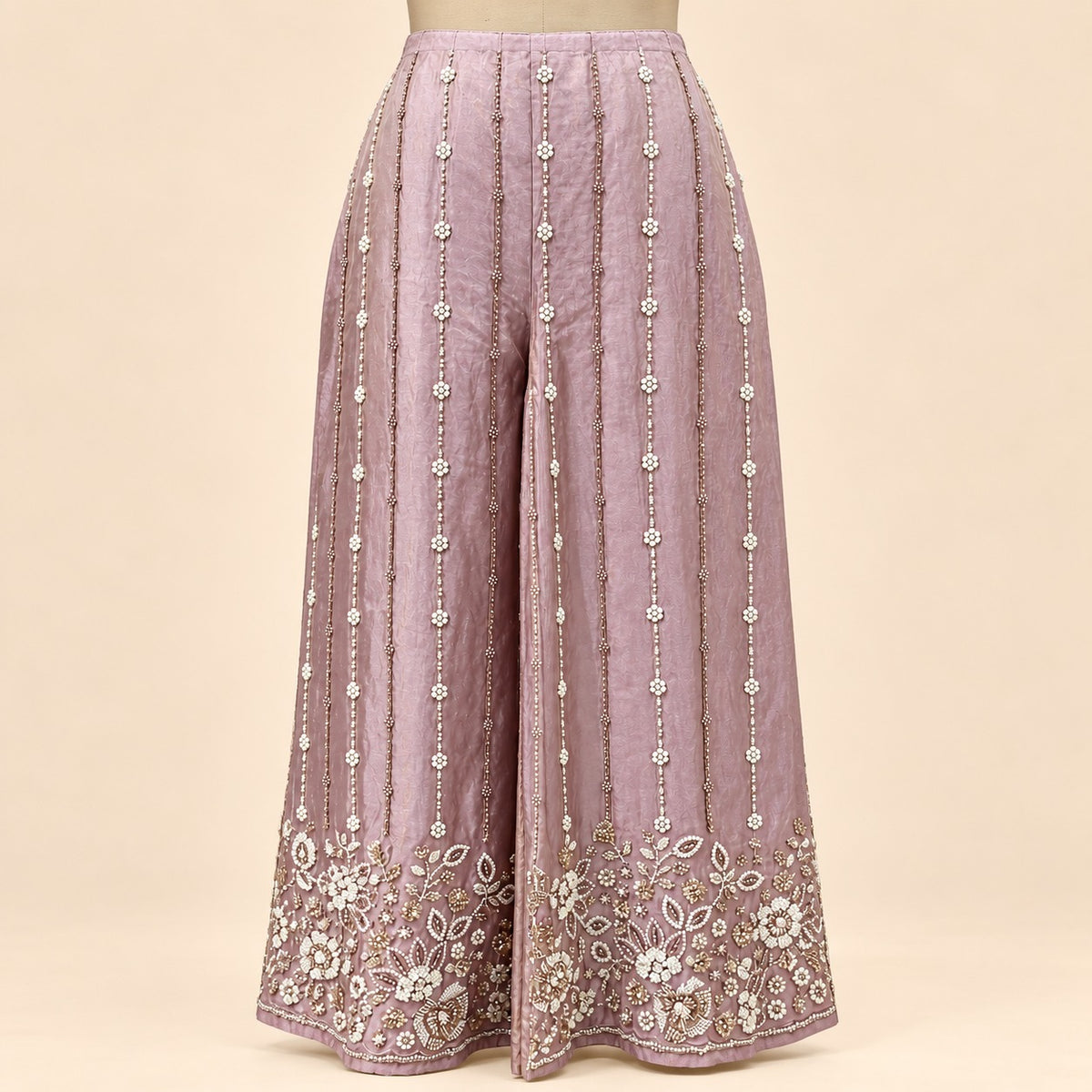 Elegant Lavender Raw Silk Palazzo Salwar Set