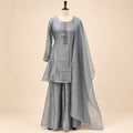 Elegant Grey Crepe Palazzo Salwar Set