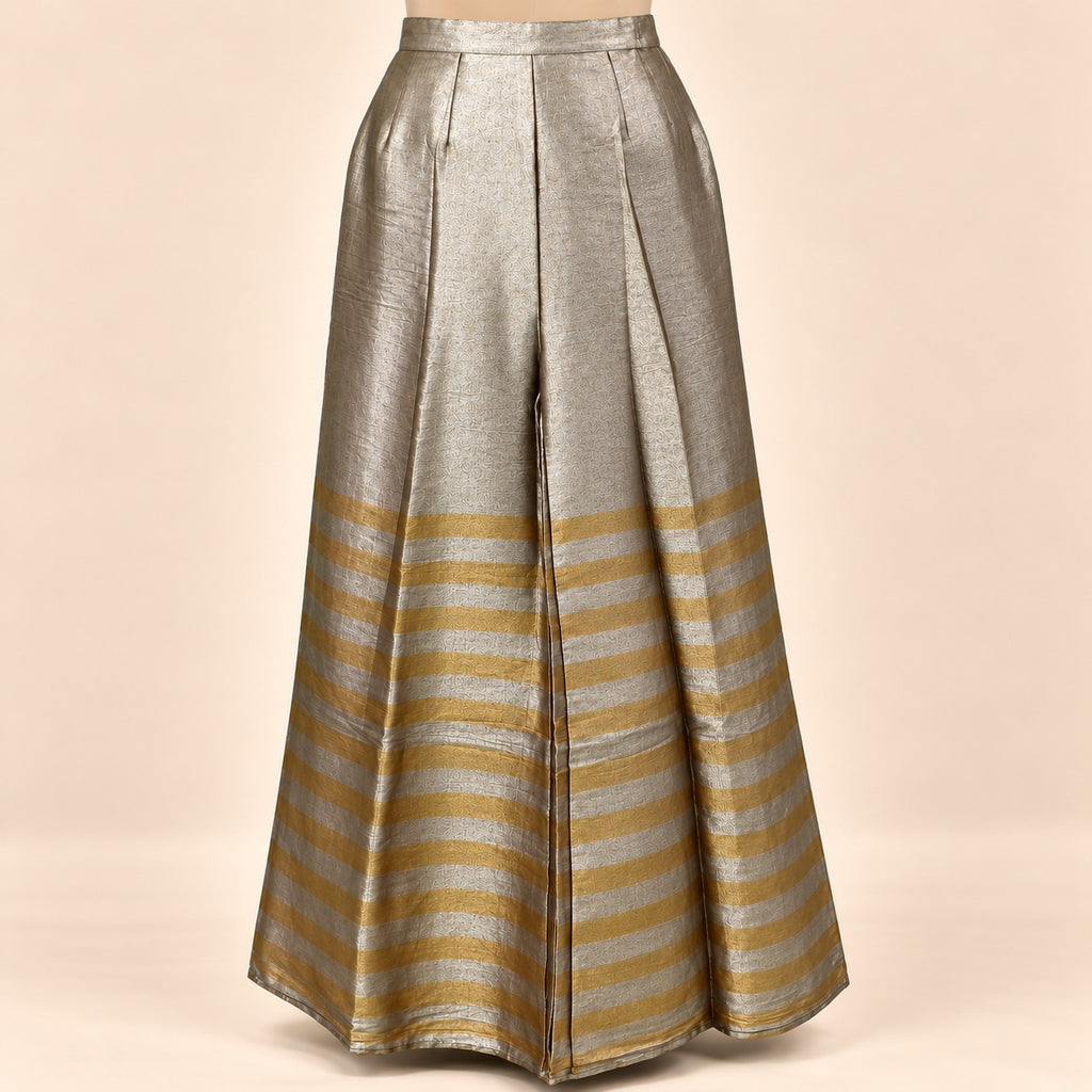 Elegant Golden Embroidered Palazzo Salwar Set