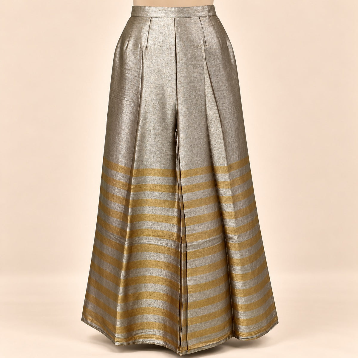 Elegant Golden Embroidered Palazzo Salwar Set