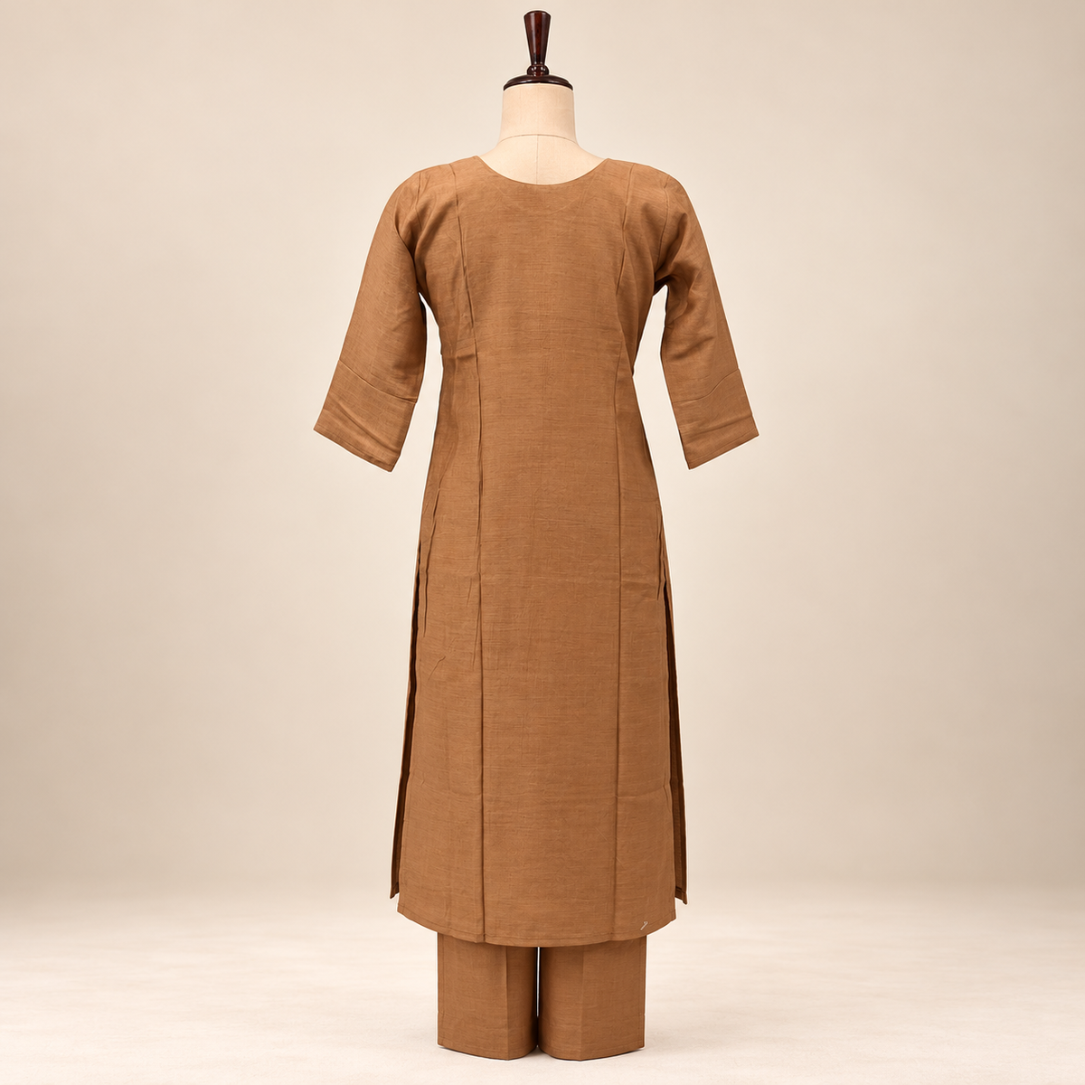 Multi-Tone Brown Cotton Floral Embroidered Salwar Suit with Dupatta