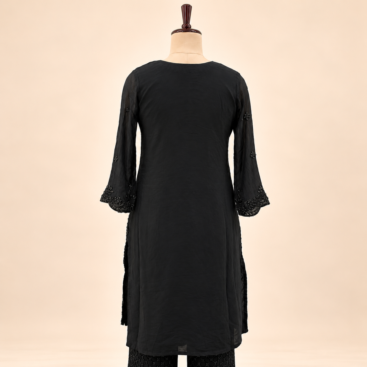 Elegant Black Embroidered Chiffon Palazzo Salwar Set with Dupatta