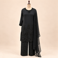 Elegant Black Embroidered Chiffon Palazzo Salwar Set with Dupatta