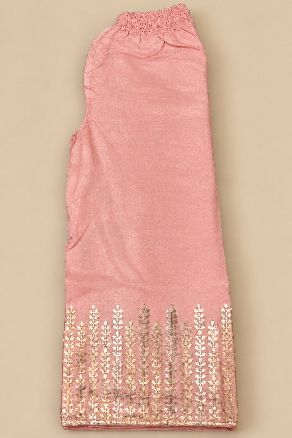 Pink Organza Gold Embroidered Unstitched Dress Material Set