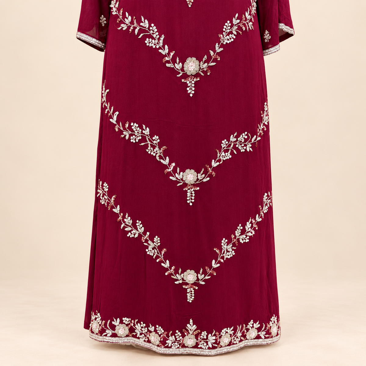 Maroon Floral Embellished Salwar Suit with Dupatta
