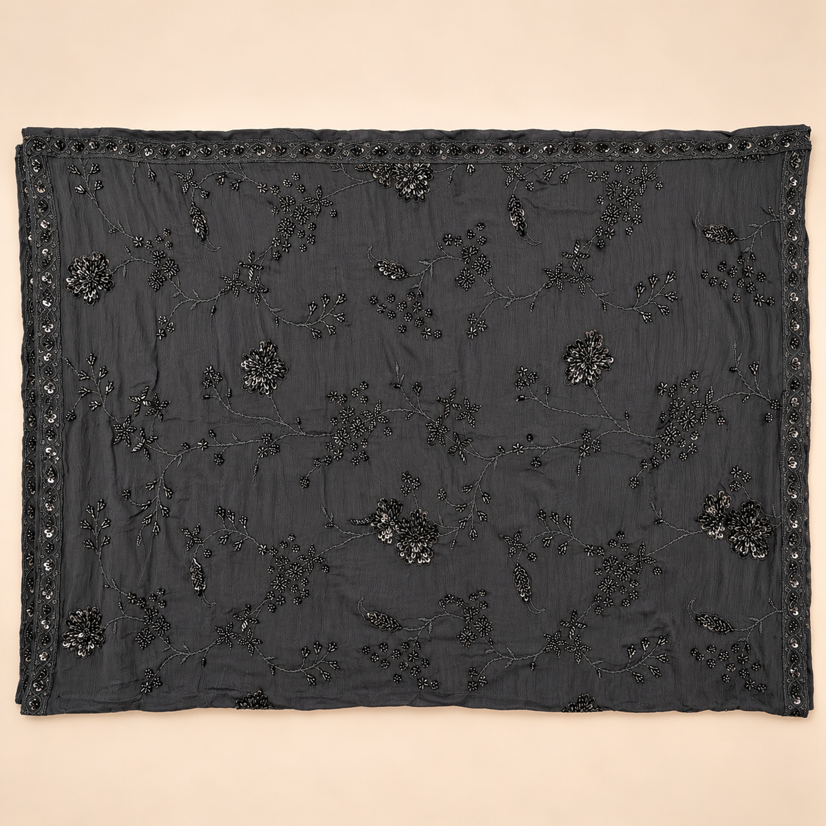 Elegant Black Embellished Georgette Anarkali Salwar Set with Dupatta