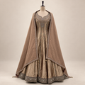 Royal Golden Embellished Cape Gown
