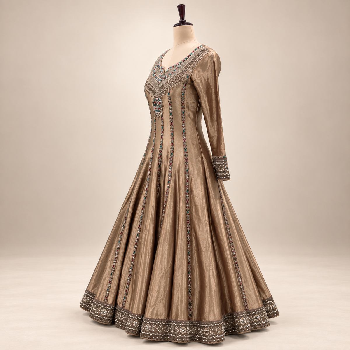 Royal Golden Embellished Cape Gown