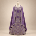 Lavender Embroidered Pakistani Gown with Sheer Dupatta