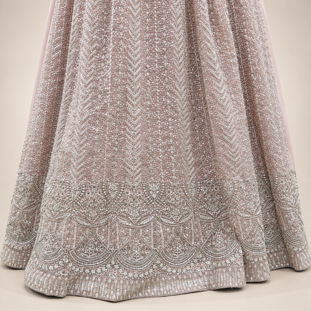 Blush Pink Embellished Flared Gown