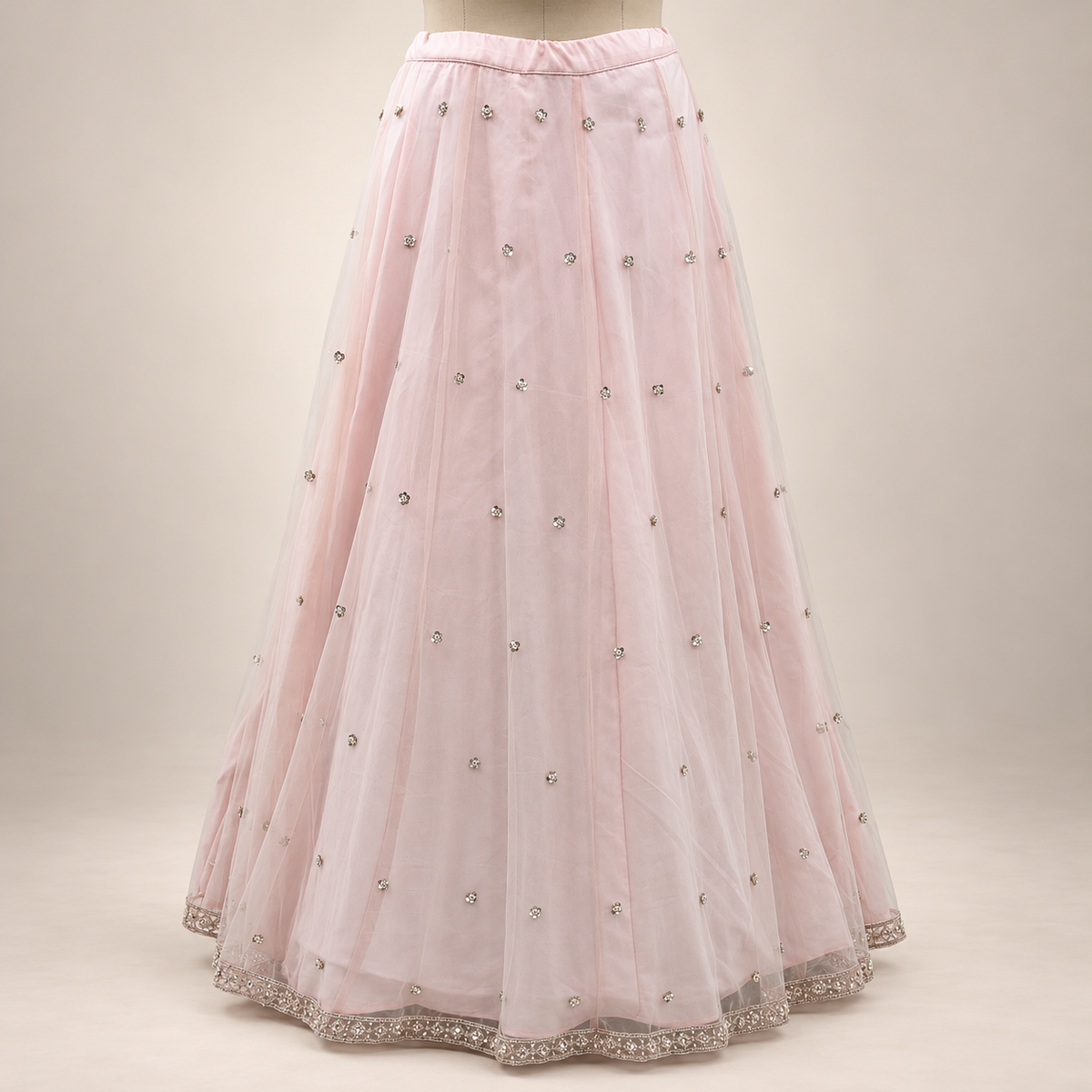 Peach Embroidered Front-Cut Gown with Sheer Dupatta