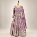 Onion Pink Embroidered Flared Gown