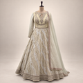Beige Embroidered Gown with Dupatta