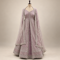 Onion Pink Embroidered Silk Front-Cut Gown with Dupatta