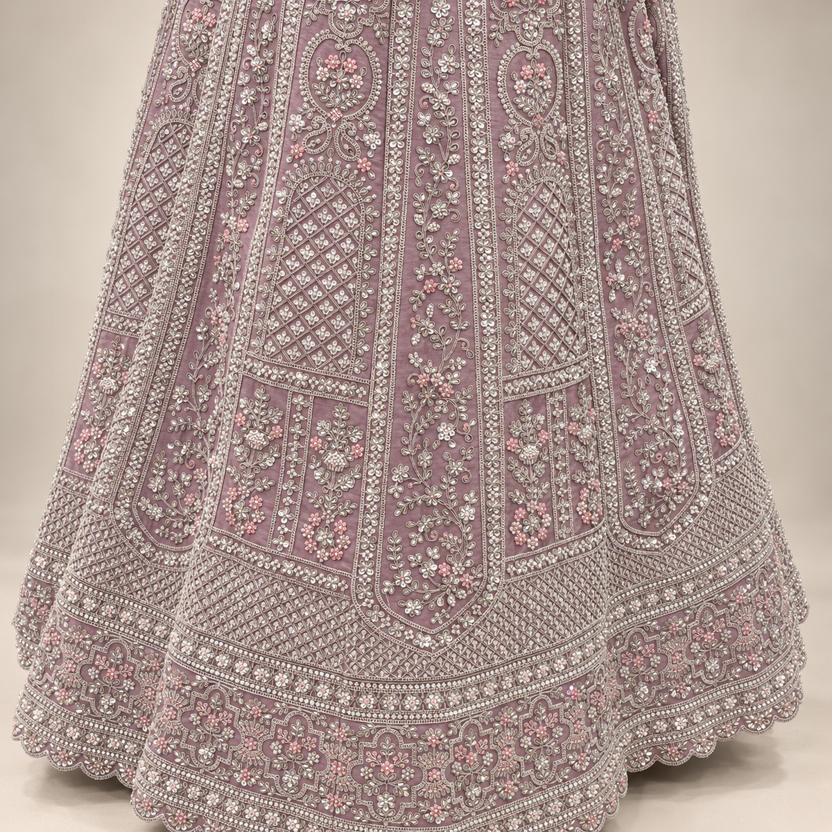 Onion Pink Embroidered Silk Front-Cut Gown with Dupatta