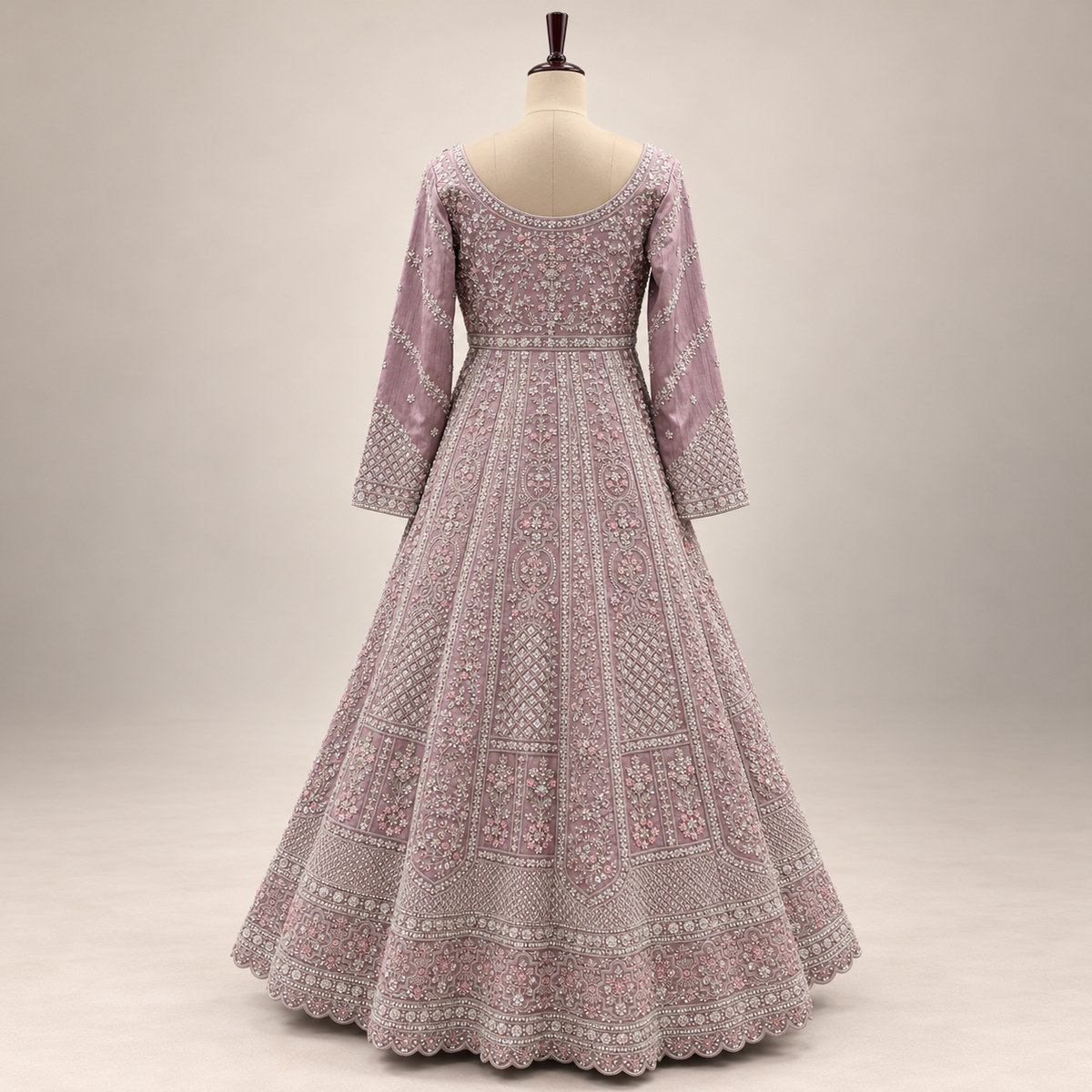 Onion Pink Embroidered Silk Front-Cut Gown with Dupatta