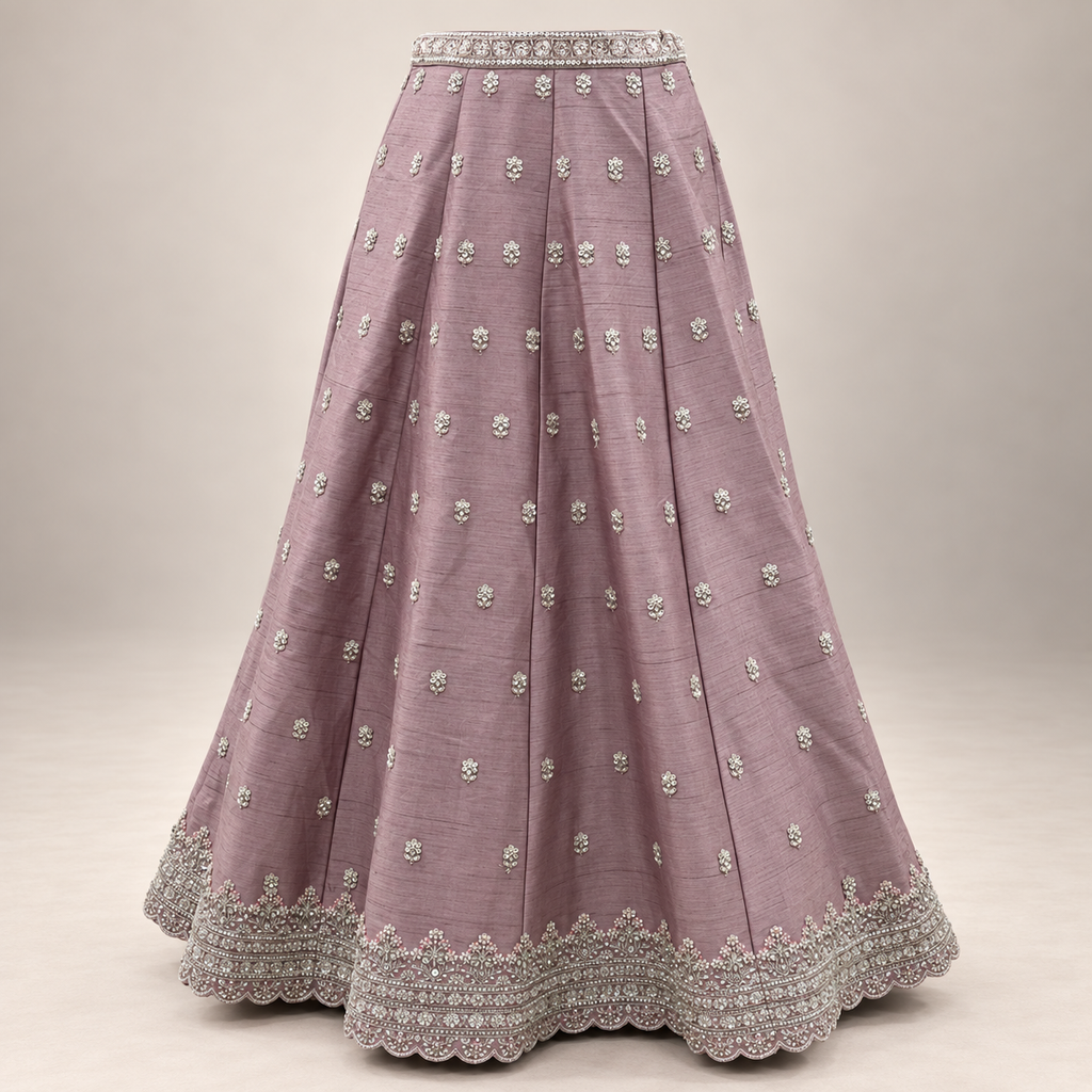 Onion Pink Embroidered Silk Front-Cut Gown with Dupatta