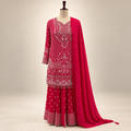Peach Embellished Shimmer Salwar Set with Elegant Dupatta