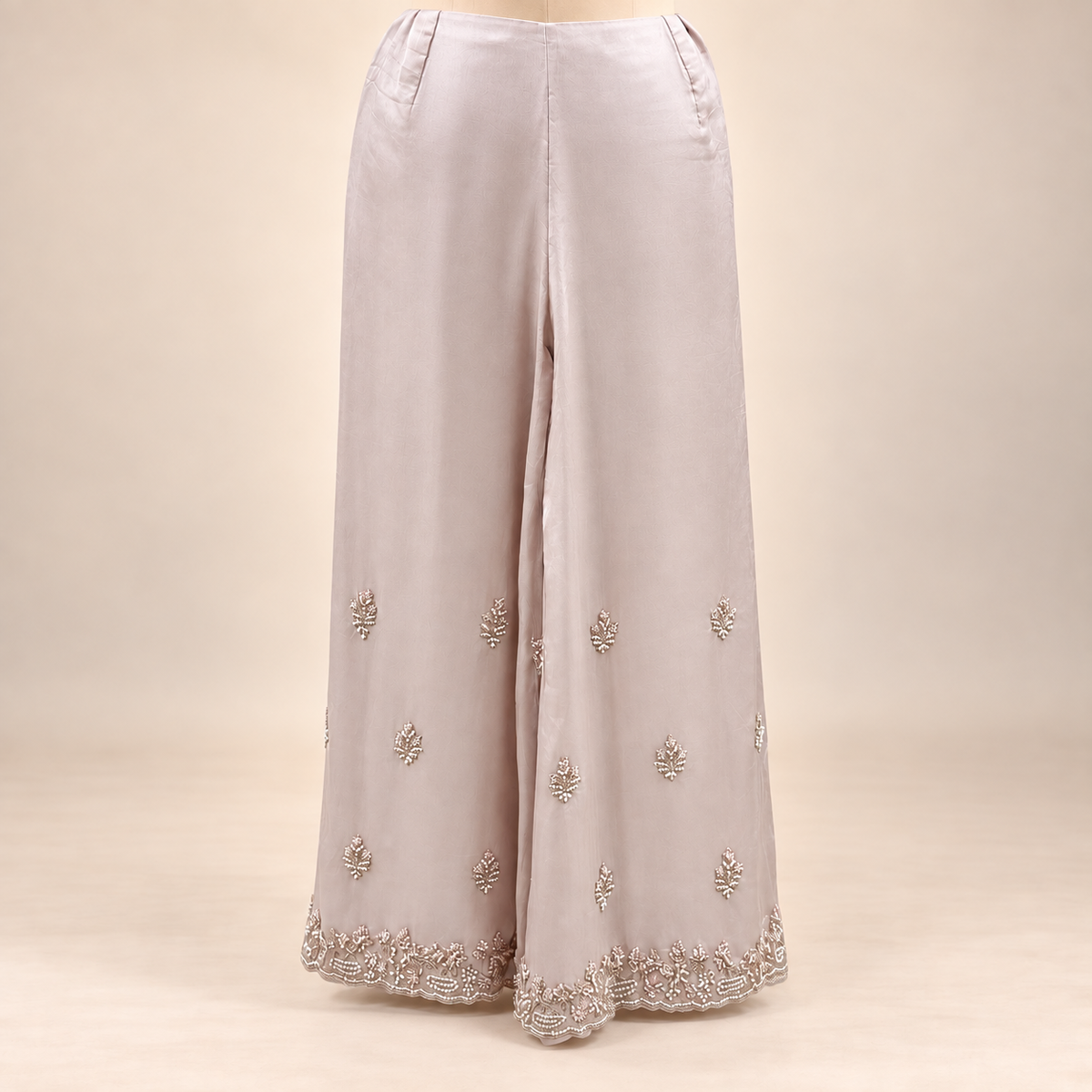 Peach Embroidered Crepe Salwar Set with Elegant Dupatta