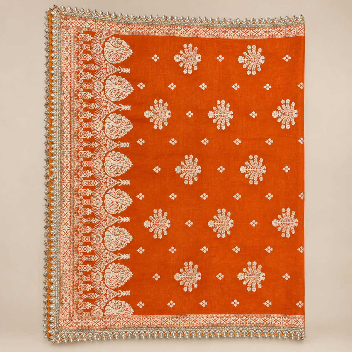 Orange Embellished Banarasi Salwar Set with Dupatta