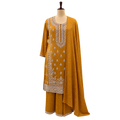 Mustard Embellished Salwar Suit with Palazzo &amp; Dupatta