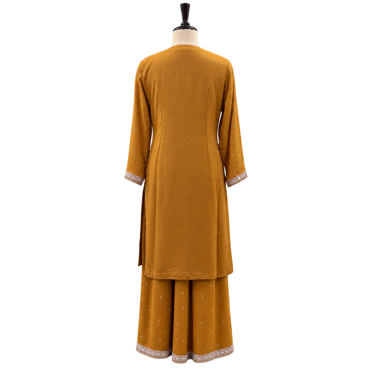 Mustard Embellished Salwar Suit with Palazzo &amp; Dupatta