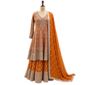 Vibrant Orange Embellished Salwar Suit with Ornate Dupatta