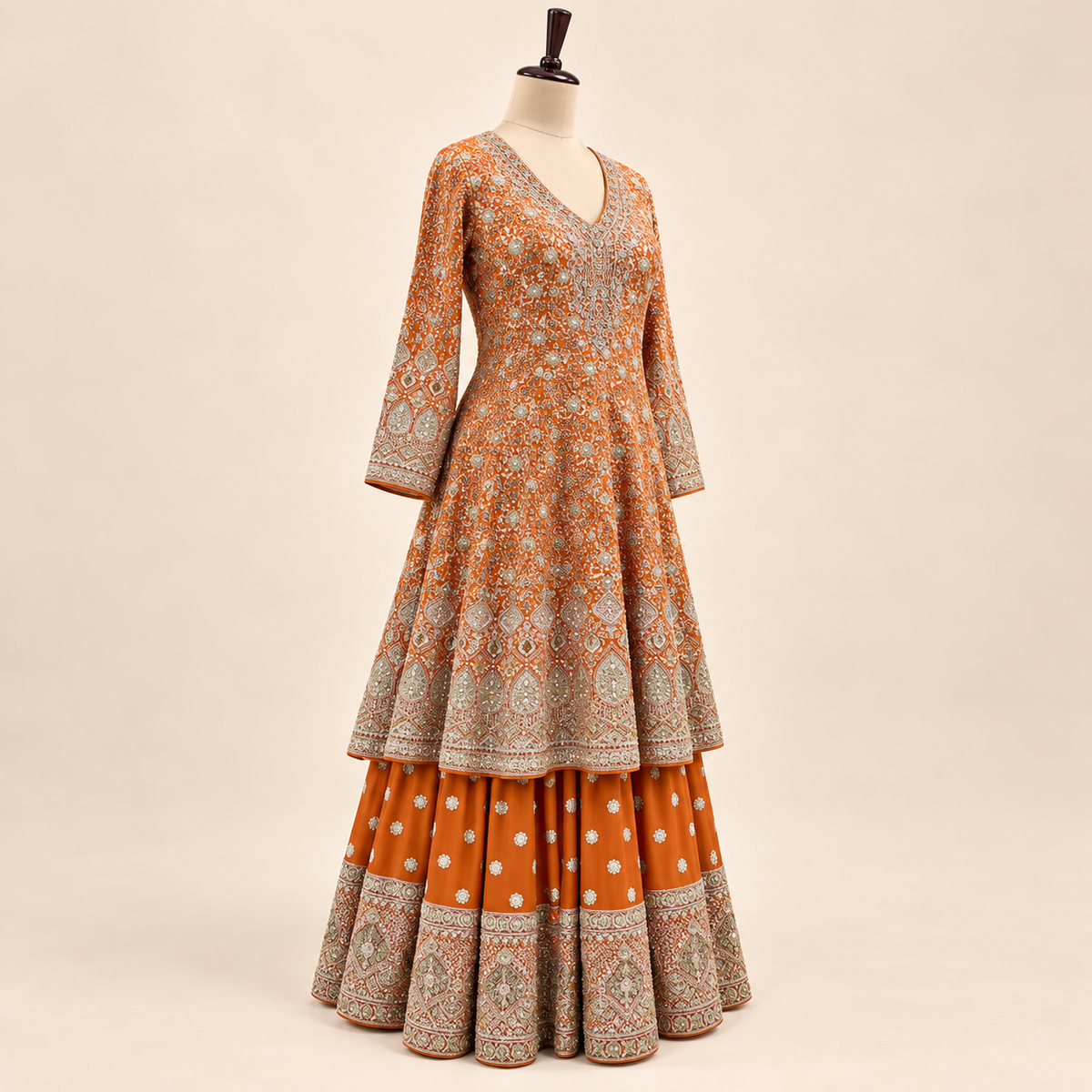 Vibrant Orange Embellished Salwar Suit with Ornate Dupatta