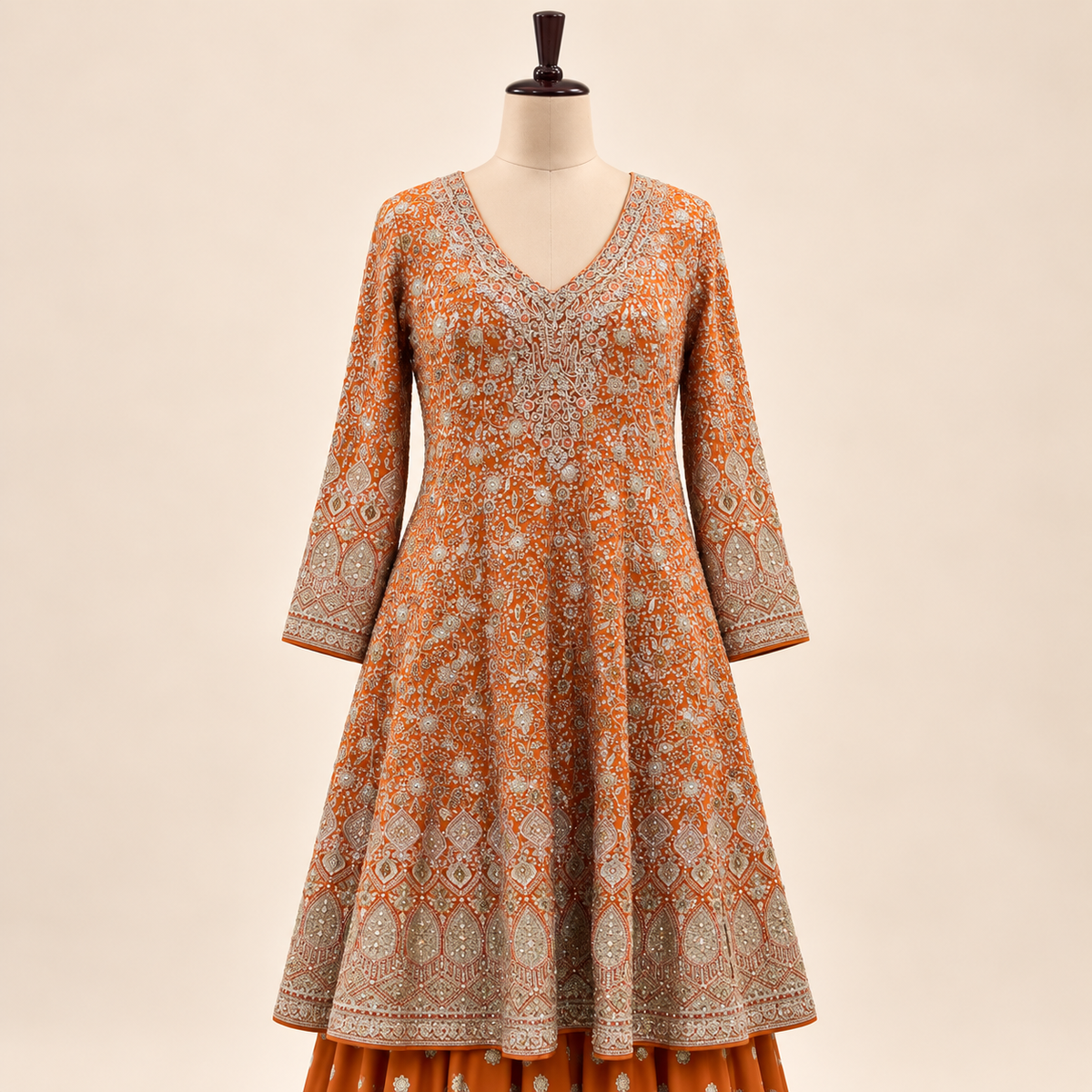 Vibrant Orange Embellished Salwar Suit with Ornate Dupatta