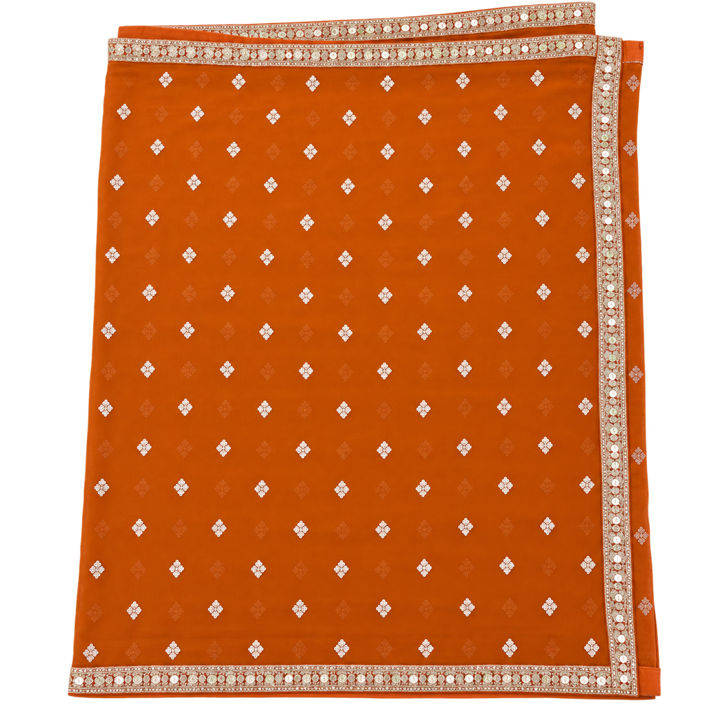 Vibrant Orange Embellished Salwar Suit with Ornate Dupatta