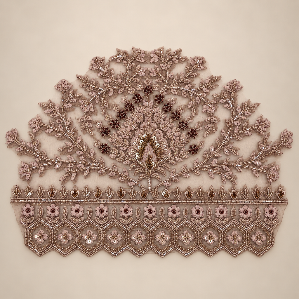 Dusty Mauve Intricately Embellished Bridal Lehenga Set with Dupatta