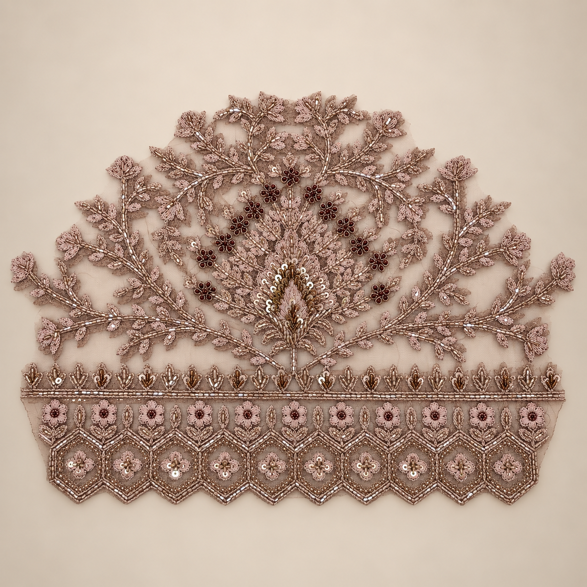 Dusty Mauve Intricately Embellished Bridal Lehenga Set with Dupatta