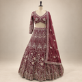 Deep Maroon Intricately Embellished Bridal Lehenga Set with Dupatta