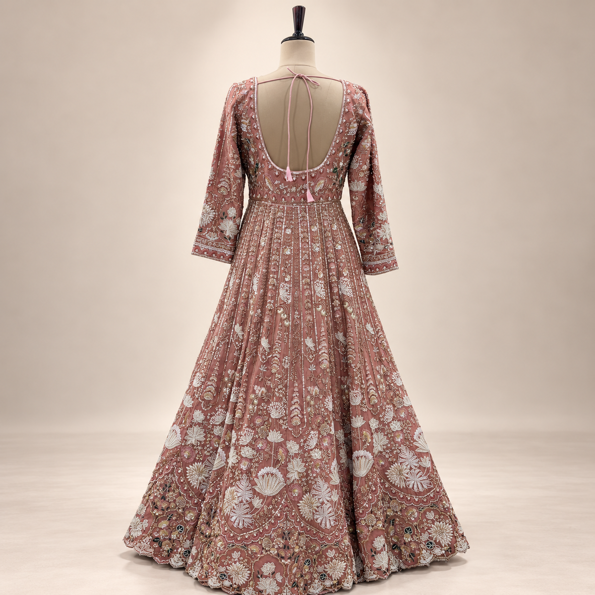 Pink Shimmer Embroidered Bridal Gown with Dupatta