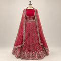 Deep Red Floral Embroidered Bridal Lehenga