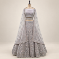 Silver Grey Embellished Bridal Lehenga Set
