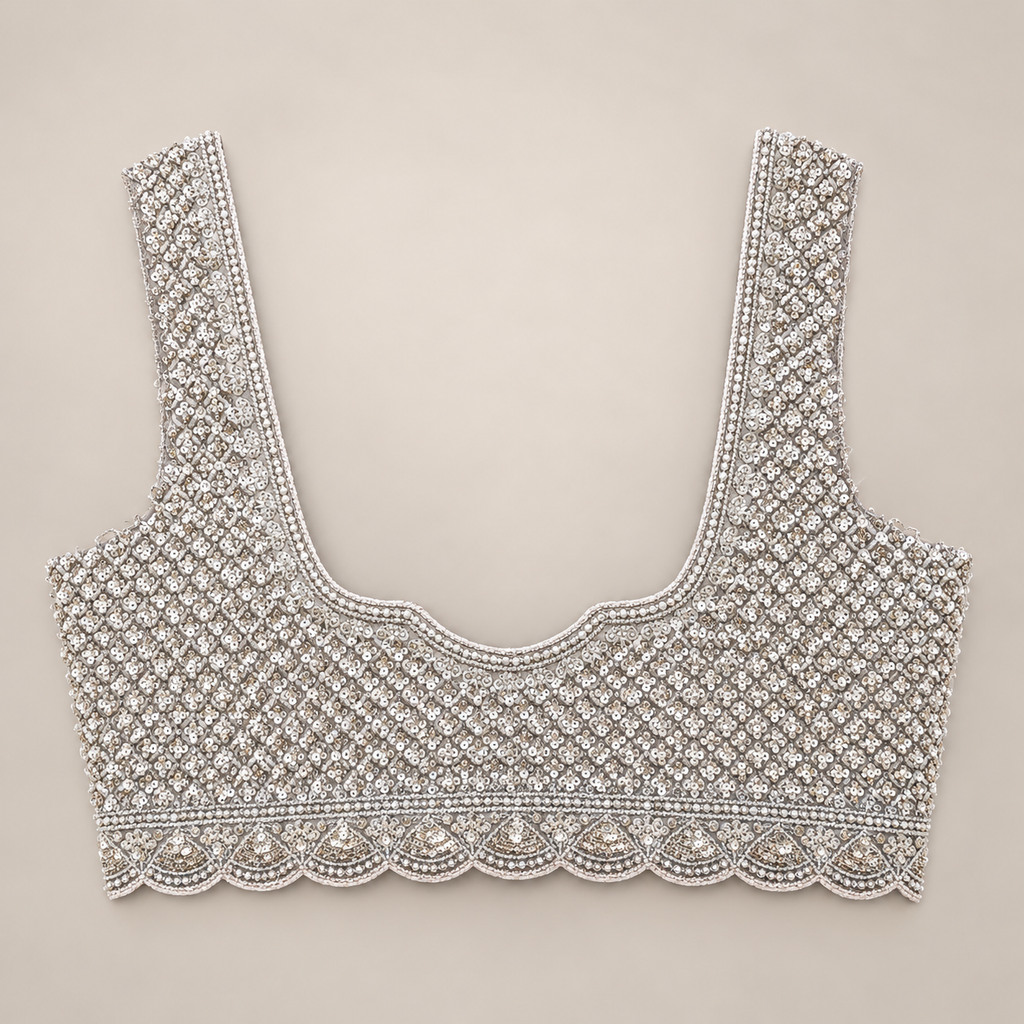 Silver Grey Embellished Bridal Lehenga Set