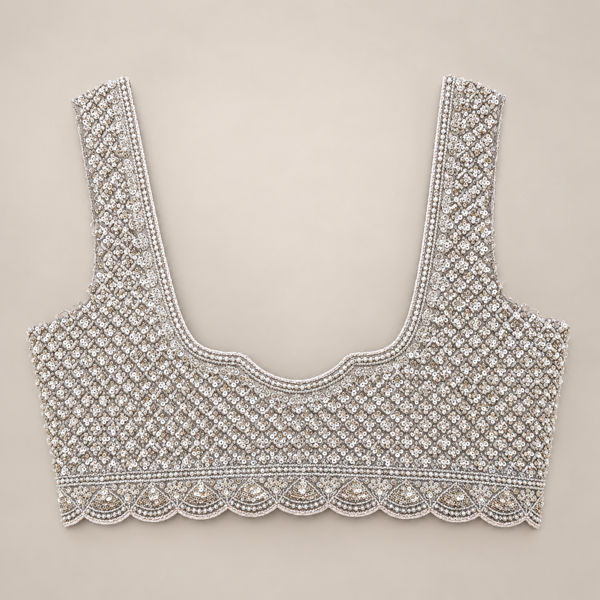 Silver Grey Embellished Bridal Lehenga Set
