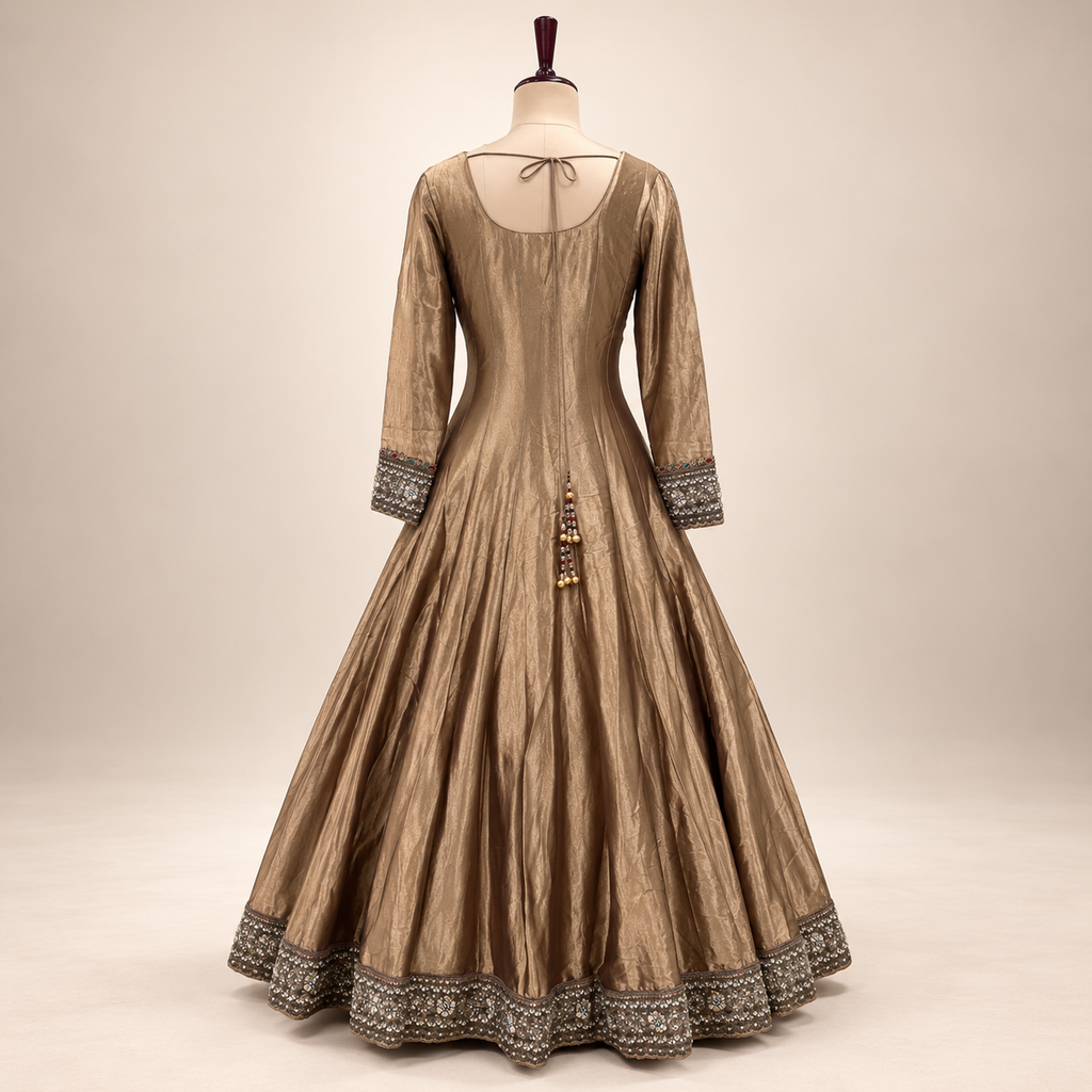 Royal Golden Embellished Cape Gown