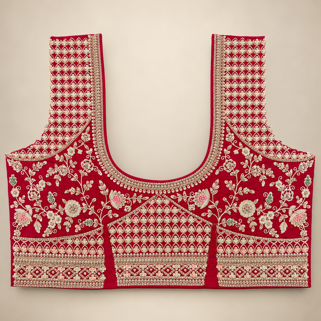 Bridal Red Intricately Embellished Lehenga Set with Dupatta