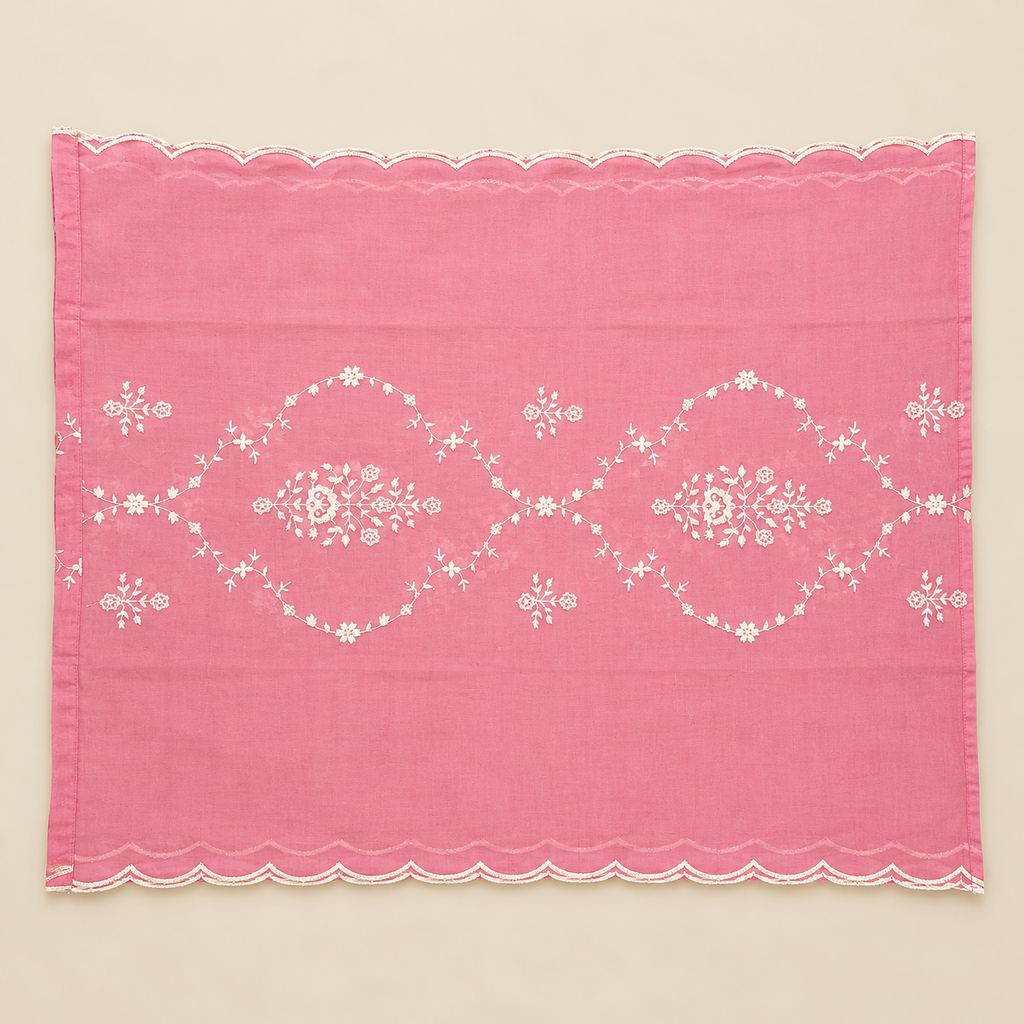 Multi-Tone Pink Cotton Floral Embroidered Straight Cut Salwar Suit with Dupatta