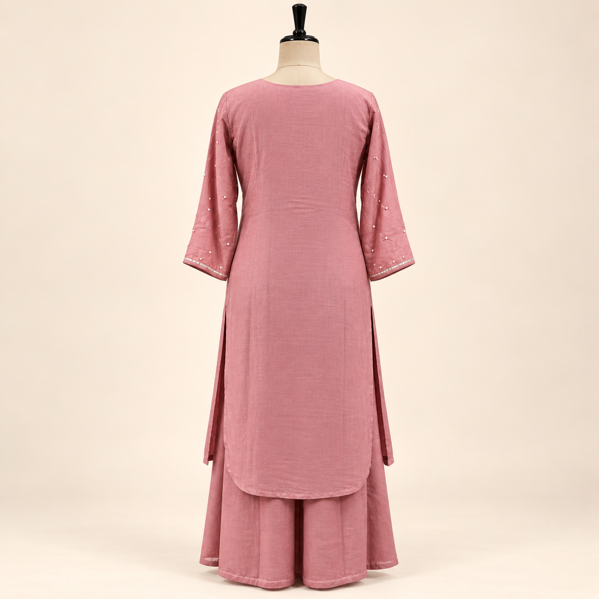 Onion Pink Ornate Embellished Salwar Suit with Palazzo &amp; Dupata