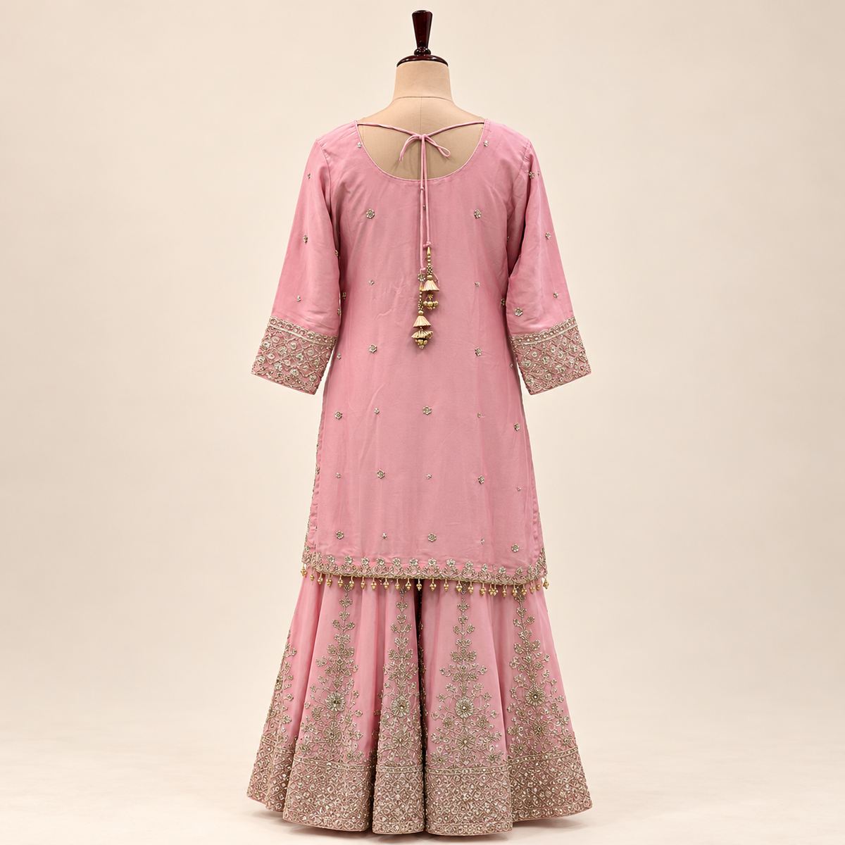 Blush Pink Embroidered Chiffon  Salwar Set with Dupatta