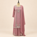 Onion Pink Ornate Embellished Salwar Suit with Palazzo &amp; Dupata